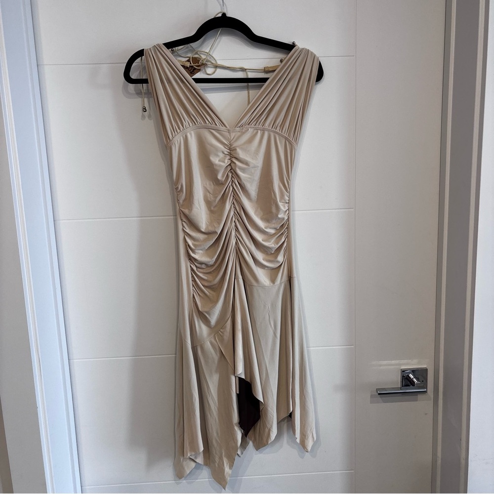 Chic Asymmetrical Beige Dress